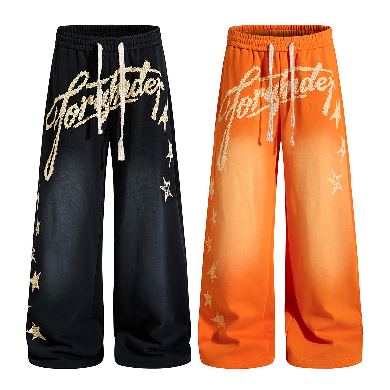 Yiaknis Wide-Leg Trousers, Script Letter, Black and Orange – photo 4