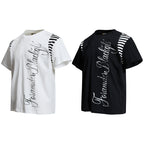 Yiaknis T-Shirt, Rhinestone Script Print, White and Black – photo 4