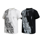 Yiaknis T-Shirt with Large Diagonal Calligraphy Print, White and Black – photo 4