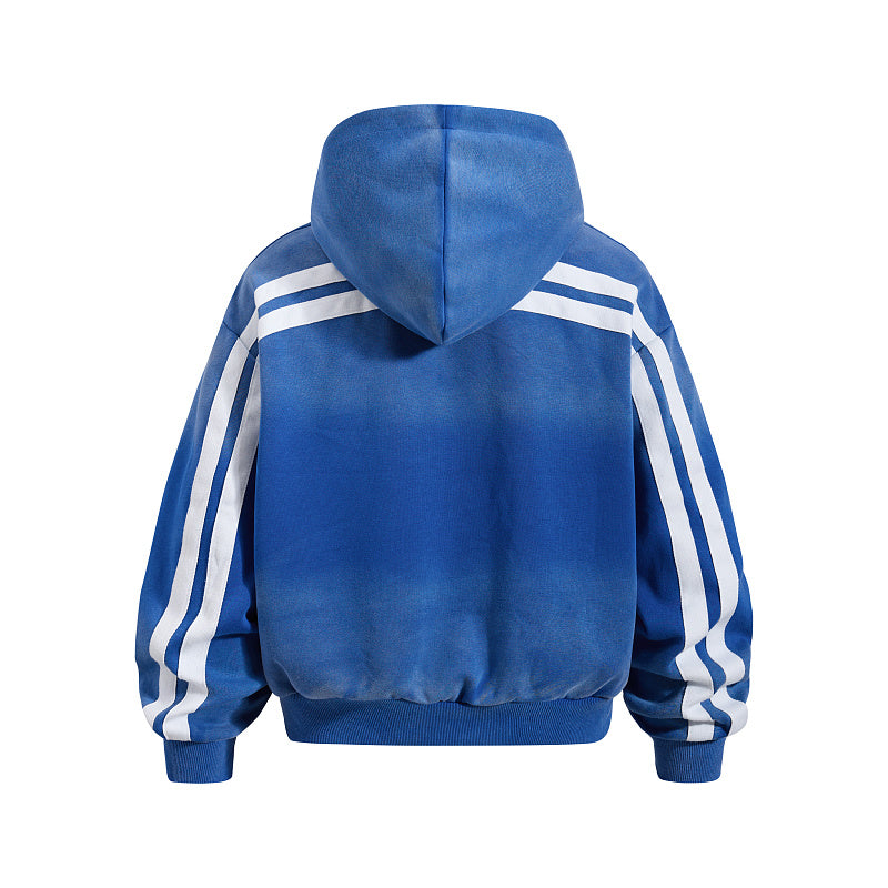 Yiaknis Zip-Up Hoodie and Sweatpants Set, Script Print, Blue and Black – photo 4
