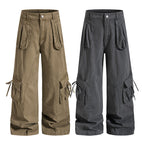Yiaknis Cargo Trousers, Drawstring Pockets, Khaki and Dark Grey – photo 4