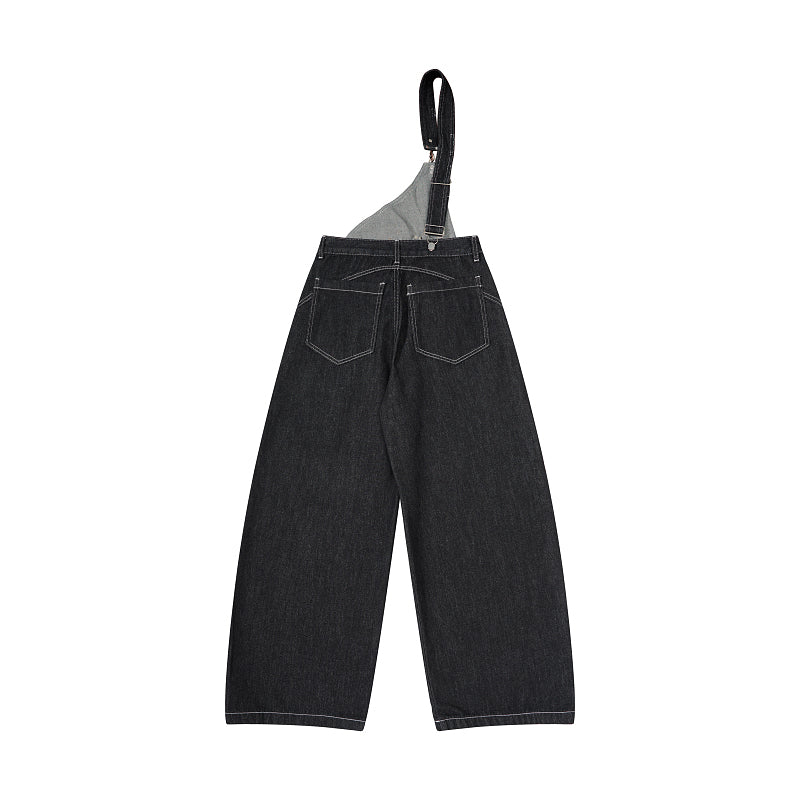 Yiaknis Black Denim Overalls with Toggle Fastening - Black Denim
