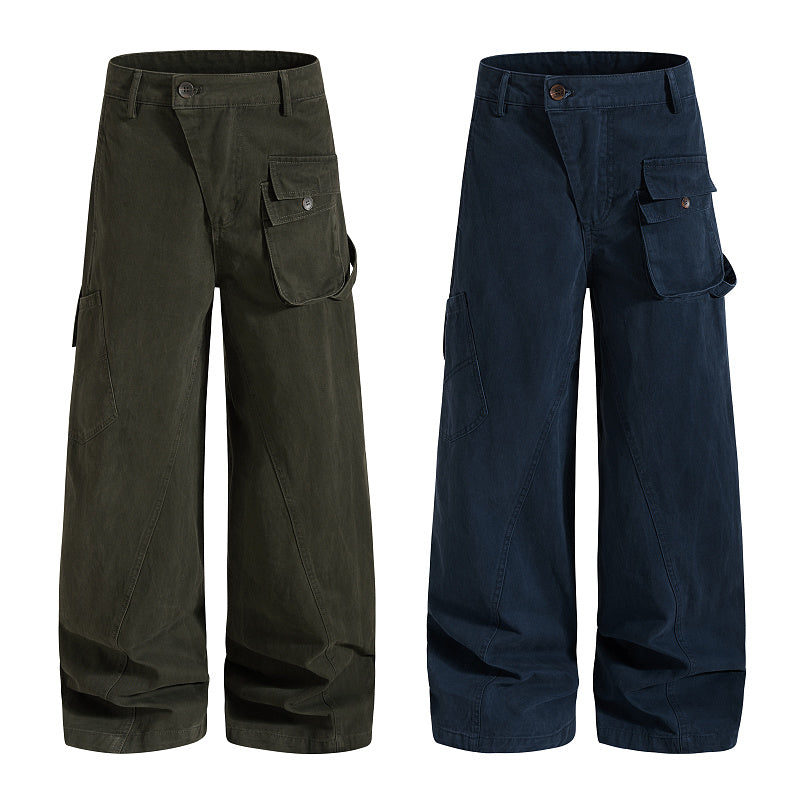 Yiaknis Wide-Leg Cargo Trousers, Thigh Pocket, Dark Green and Navy – photo 4