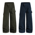 Yiaknis Wide-Leg Cargo Trousers, Thigh Pocket, Dark Green and Navy – photo 4