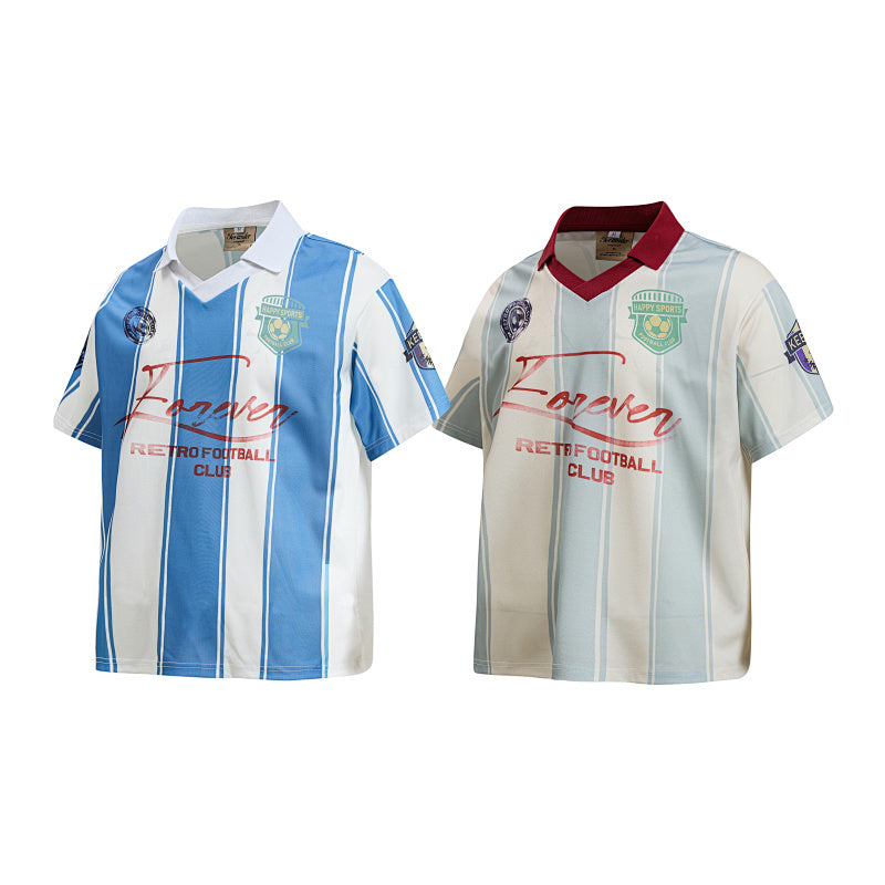 Yiaknis Men's Striped Short-Sleeve Top with Retro Football Print – photo 4