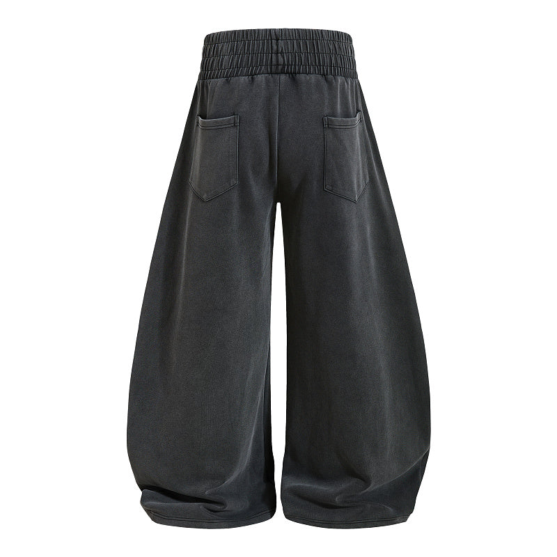 Yiaknis Wide-Leg Trousers with Letter Print and Washed Finish, Black – photo 4