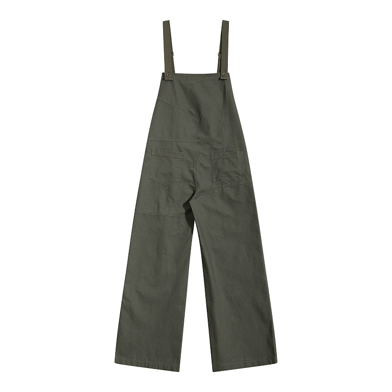 Yiaknis Wide-Leg Overalls, Floral Bib Trim, Army Green and Black
