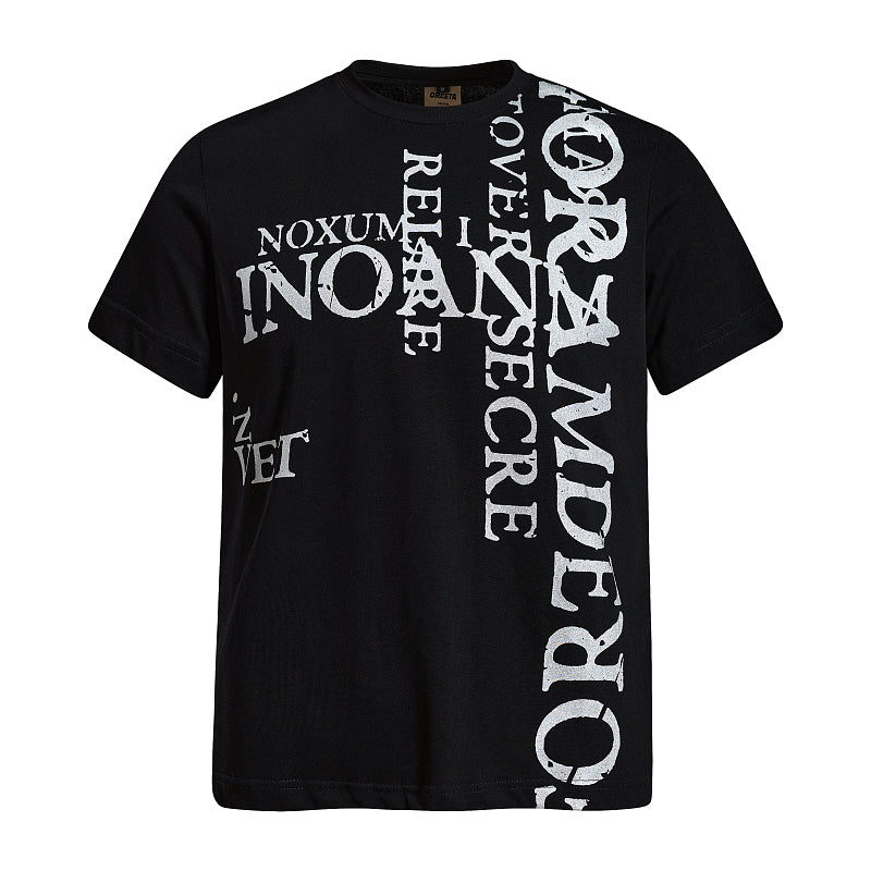 Yiaknis T-Shirt with Vertical Letter Print, Black and White – photo 5