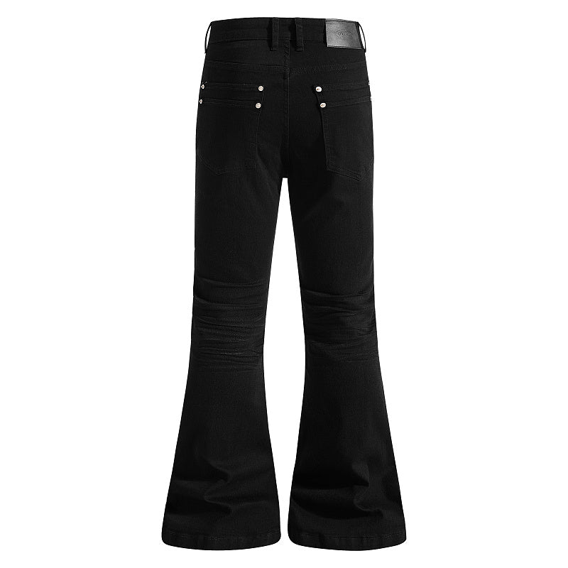 Yiaknis Flared Trousers with Star Studs on Fly Placket, Black – photo 5