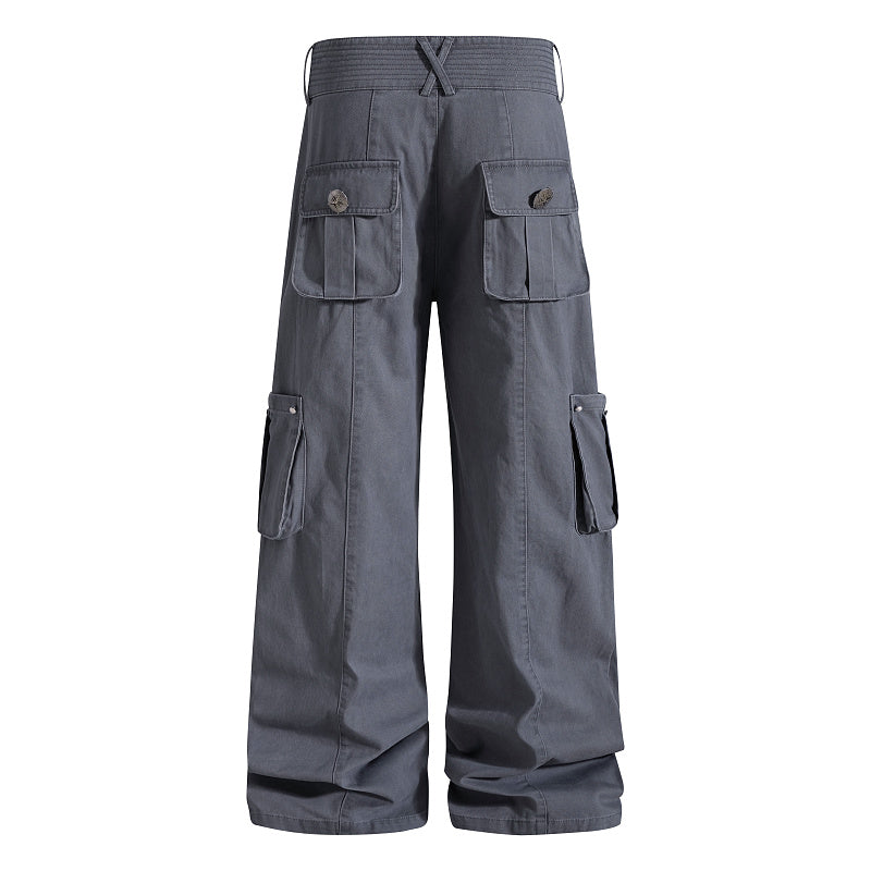 Yiaknis Grey and Brown Wide-Leg Cargo Trousers – photo 5