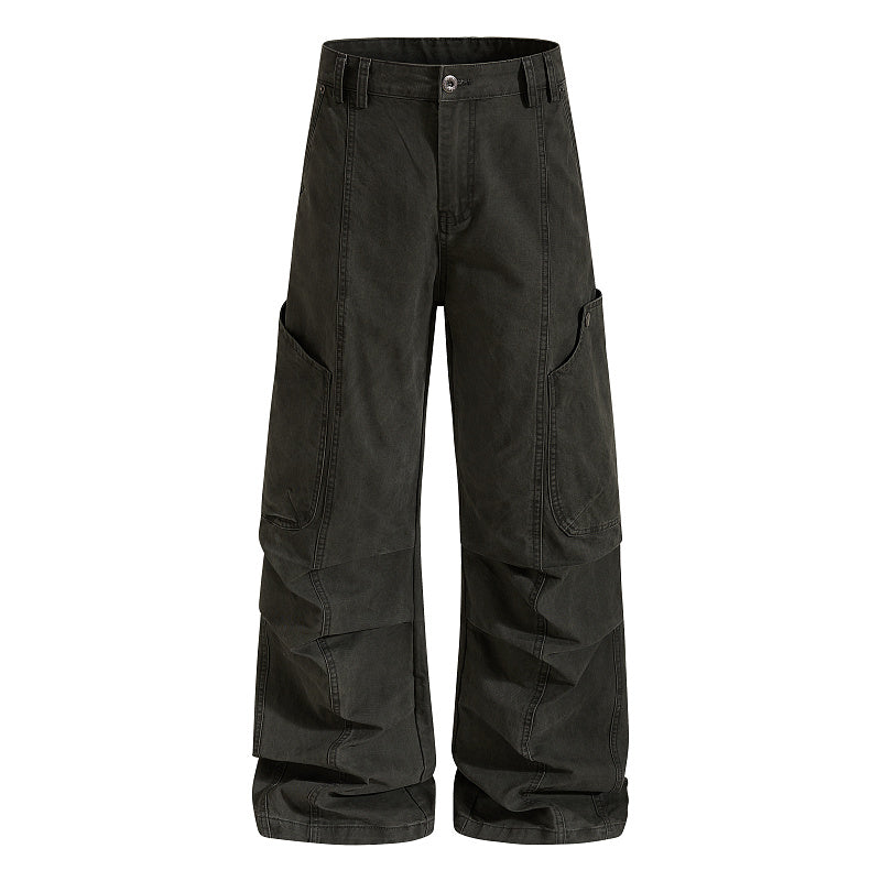 Yiaknis Wide-Leg Cargo Trousers, Camo Waistband, Dark Green and Khaki – photo 5