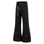 Yiaknis Black Flared Jeans with Zip Pocket and Studs – photo 5