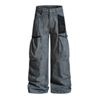 Yiaknis Wide-Leg Cargo Trousers with Mesh Pocket, Dark Grey and Blue – photo 5