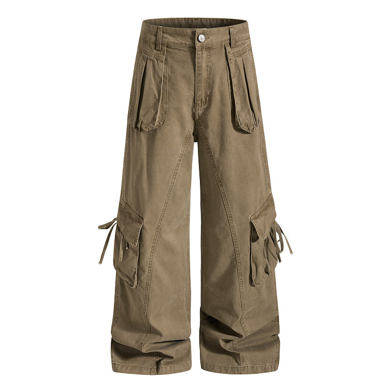 Yiaknis Cargo Trousers, Drawstring Pockets, Khaki and Dark Grey – photo 5