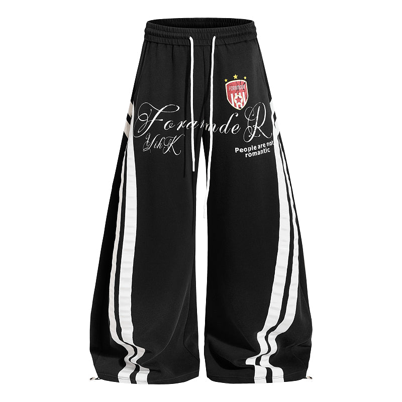 Yiaknis Wide-Leg Trousers, Side Stripes, Blue and Black – photo 5