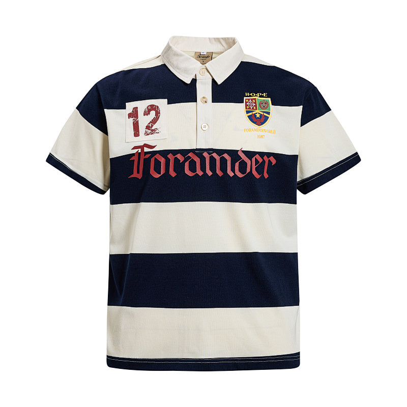 Yiaknis Men's Striped Polo Shirt with 12 Print and Crest – photo 5