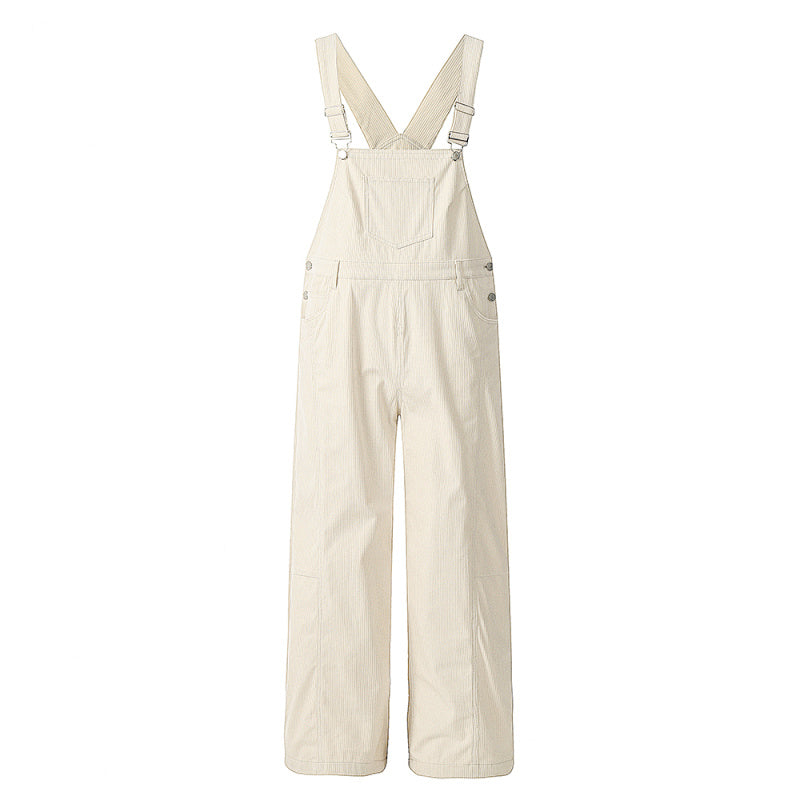 Yiaknis Wide-Leg Overalls with Crossed Back Straps - Dusty Pink, Cream