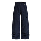 Yiaknis Wide-Leg Cargo Trousers with Button Front, Navy and Grey Green – photo 5