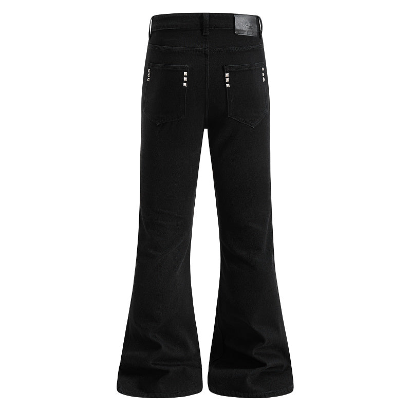Yiaknis Flared Trousers with Pyramid Studs on Pockets, Black – photo 5