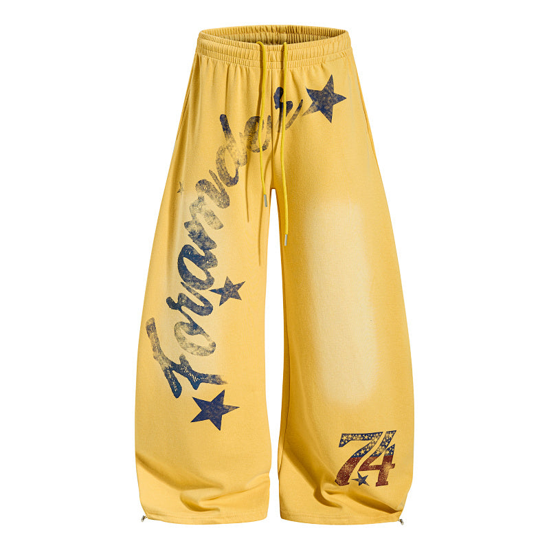 Yiaknis Wide-Leg Trousers with Star Print, Yellow and Black – photo 5