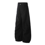 Yiaknis Wide-Leg Trousers with Button Fly and Side Pockets, Khaki and Black – photo 5