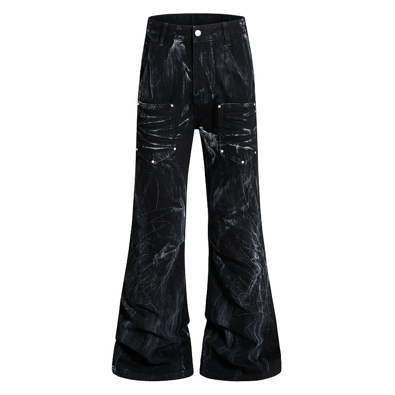 Yiaknis Flared Trousers with Washed Finish, Black and Light Grey – photo 5