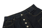 Yiaknis Wide-Leg Cropped Denim Trousers, Button Fly, Black – photo 5