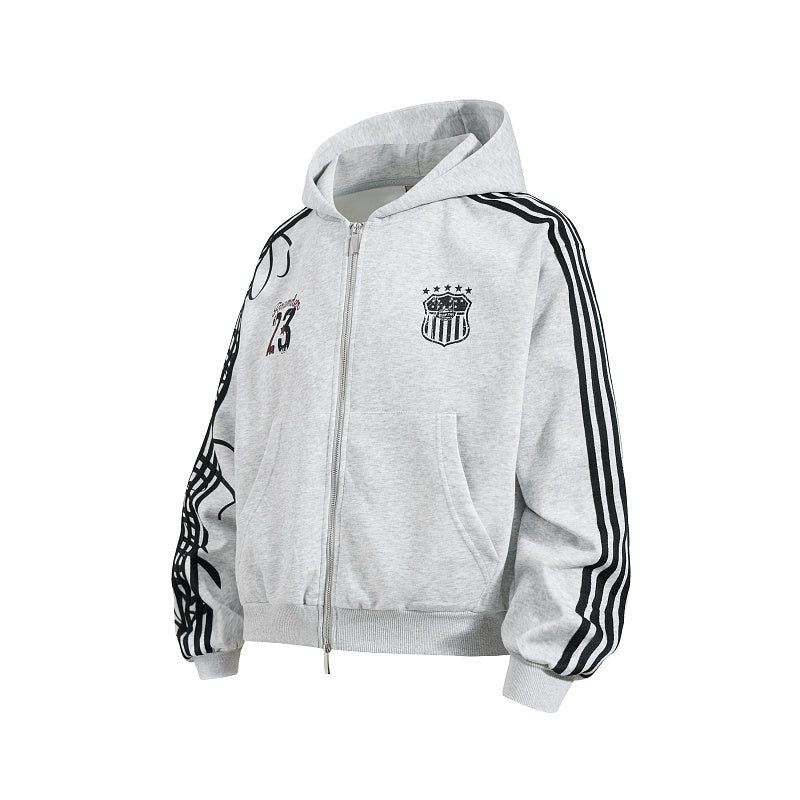 Yiaknis Zip-Up Hoodie and Sweatpants Set, 23 Print, Light Grey and Black
