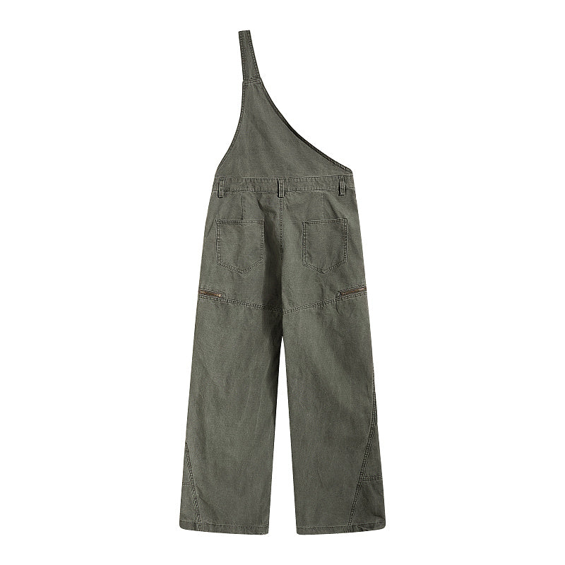 Yiaknis Wide-Leg Overalls with Zip Pockets - Grey Green, Light Beige