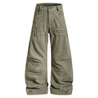 Yiaknis Wide-Leg Trousers with Button Fly and Flap Pockets, Khaki and Black – photo 5