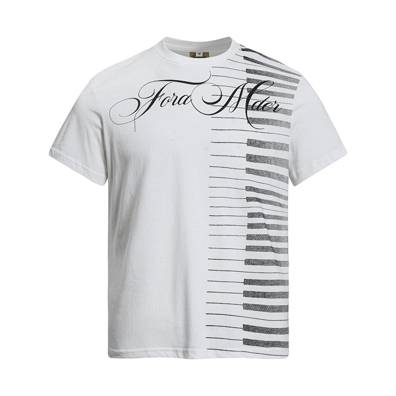 Yiaknis T-Shirt, Script Chest Print, White and Black – photo 5