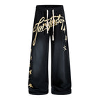 Yiaknis Wide-Leg Trousers, Script Letter, Black and Orange – photo 5