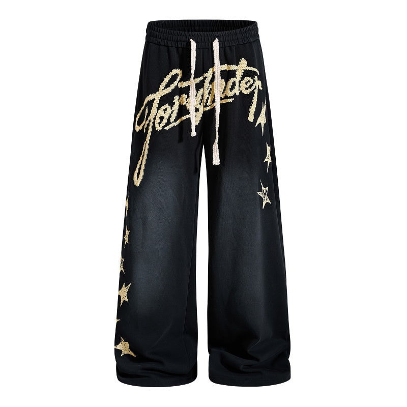 Yiaknis Wide-Leg Trousers, Script Letter, Black and Orange – photo 5