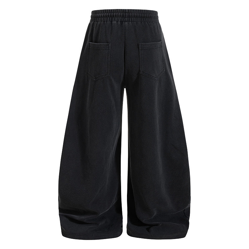 Yiaknis Wide-Leg Sweatpants with Star Print, Black