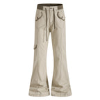 Yiaknis Flared Trousers, Drawstring Waist, Beige and Navy – photo 5