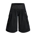 Yiaknis Wide-Leg Cropped Cargo Trousers, Zip Waistband, Black and Off White – photo 5