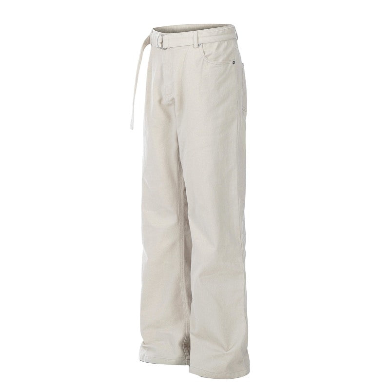 Yiaknis Wide-Leg Trousers, Belt and D-Ring Buckle, Off-White and Black – photo 5