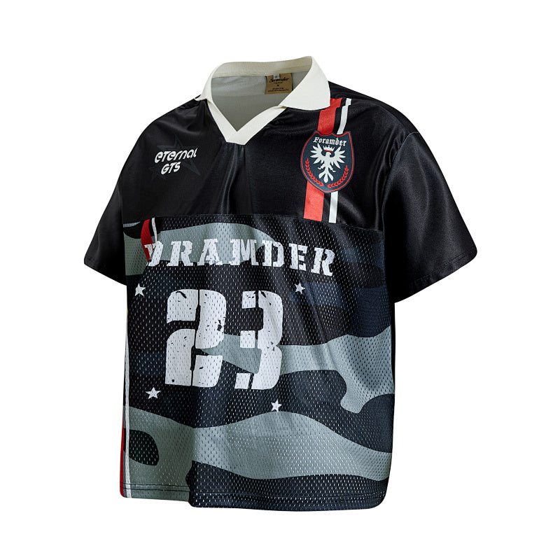 Yiaknis Men's Black Short-Sleeve Top, Camouflage Panel and 23 Print – photo 5