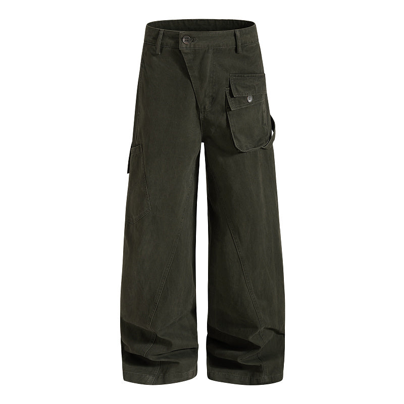 Yiaknis Wide-Leg Cargo Trousers, Thigh Pocket, Dark Green and Navy – photo 5