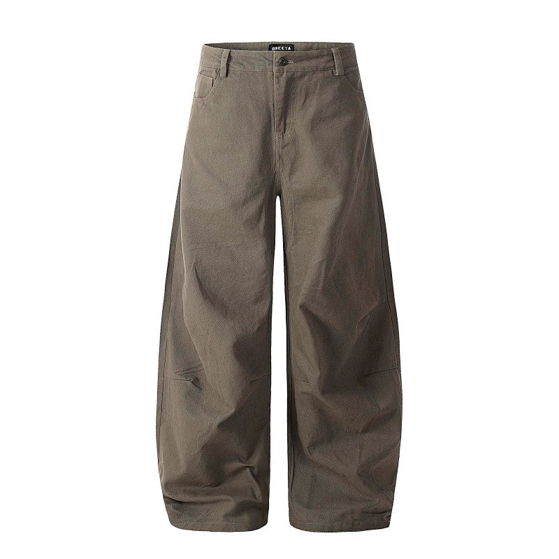 Yiaknis Wide-Leg Trousers with Button Fly and Side Pockets, Khaki and Black – photo 6