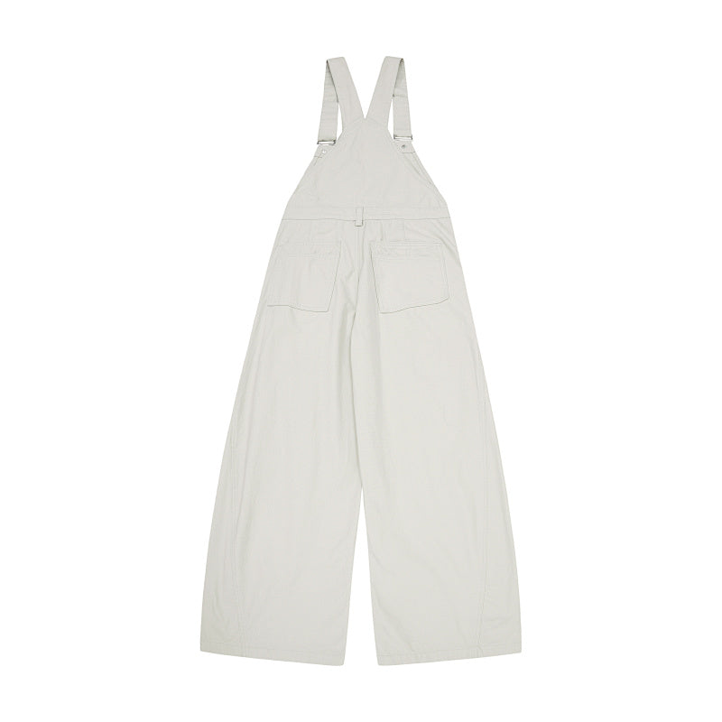 Yiaknis Wide-Leg Overalls with Snap Buttons - Black, Off White