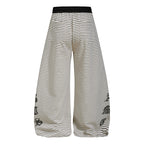 Yiaknis Striped Wide-Leg Trousers, Letter Print, Black and White Stripes – photo 6