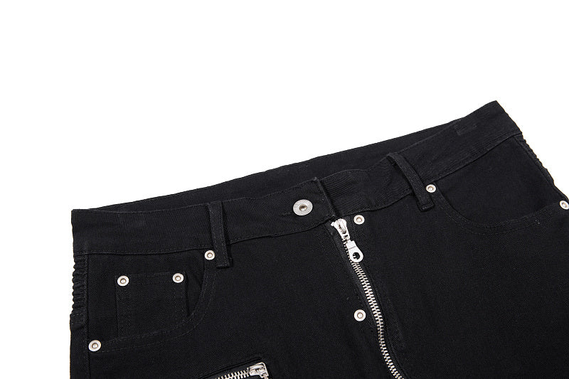Yiaknis Black Flared Jeans with Long Leg Zips