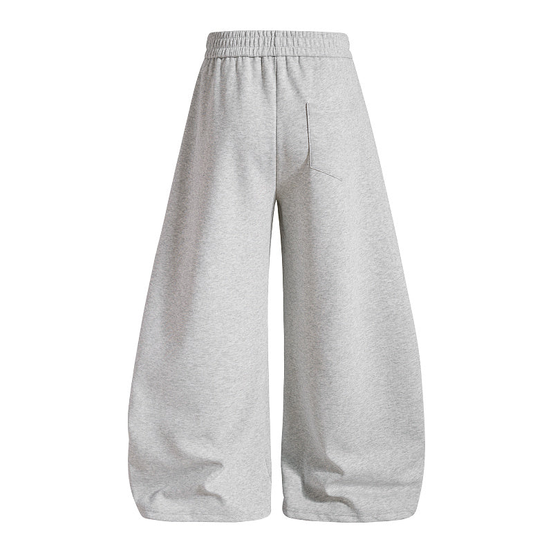 Yiaknis Wide-Leg Sweatpants, Red Side Stripes, Light Grey and Black