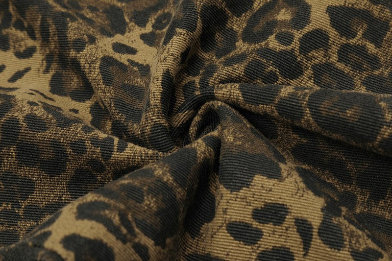 Yiaknis Leopard Print Overalls with Brown Straps