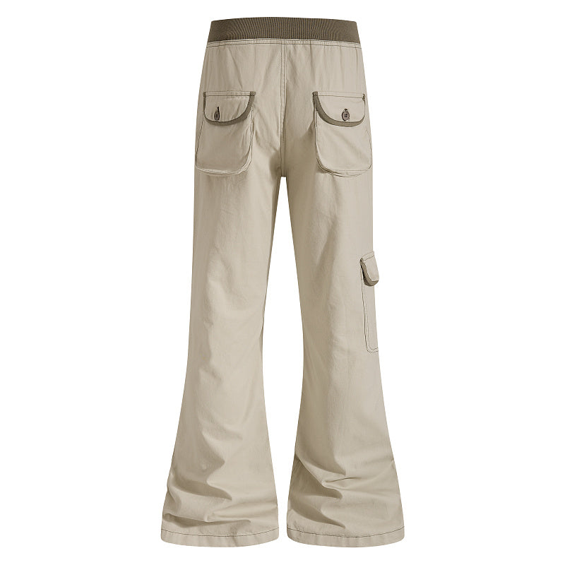 Yiaknis Flared Trousers, Drawstring Waist, Beige and Navy – photo 6