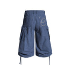 Yiaknis Cropped Cargo Trousers, Drawstring Hems, Blue and Black – photo 6