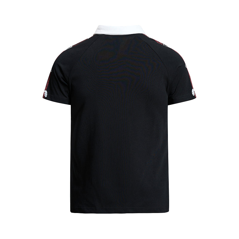 Yiaknis Men's Black and White Polo Shirt, Red Stripe – photo 6