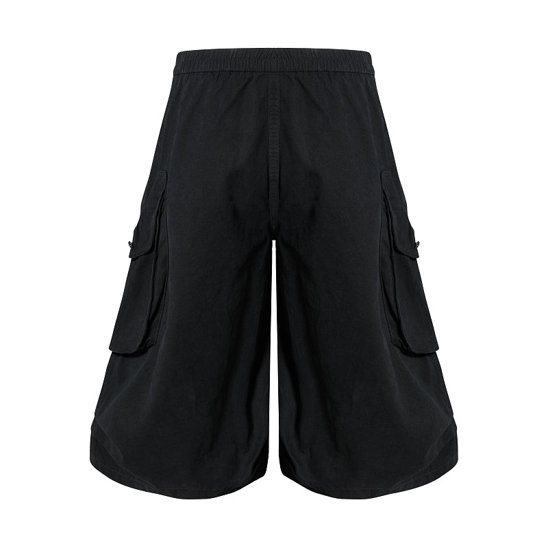 Yiaknis Wide-Leg Cropped Cargo Trousers, Zip Waistband, Black and Off White – photo 6
