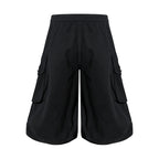Yiaknis Wide-Leg Cropped Cargo Trousers, Zip Waistband, Black and Off White – photo 6